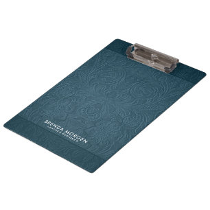 Dark-blue Faux Suede Leather Clipboard