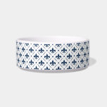 Dark blue Fleur De Lis pattern on white background Bowl<br><div class="desc">Seamless elegant pattern with Fleur De Lis,  dots and rhombus decoration in navy blue color on white background for everybody who likes elegant luxury design.</div>