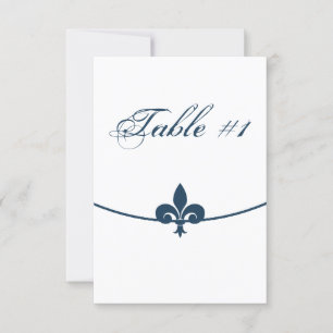 Dark Blue Fleur de Lis Reception Table Card