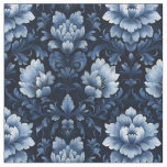 Dark Blue Floral Damask  Fabric