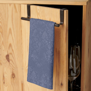 Dark Blue Floral Damask Pattern - Kitchen Towel