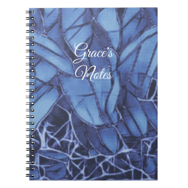  Dark Blue Floral To Monogram  Notebook (Front)