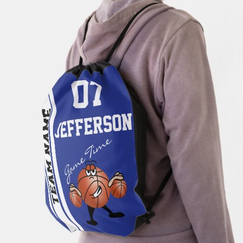 Dark Blue _ Funny Basketball Ball Player Drawstring Bag