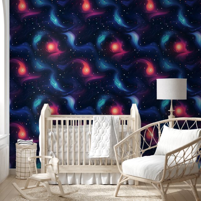 Dark Blue Galaxy Pattern Wallpaper (Kids)