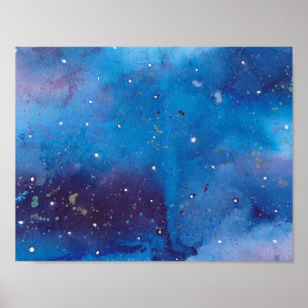 Dark Blue Galaxy Poster