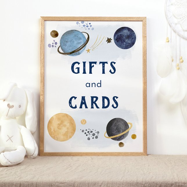 Dark Blue Galaxy Space Baby Shower Gifts and Cards Poster (Cosmos)