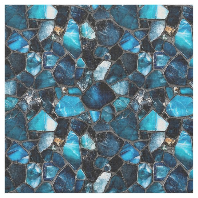 Dark Blue Gemstones Fabric (Close Up)