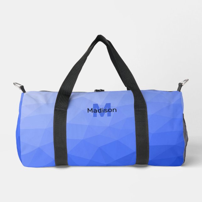 Dark blue geometric mesh pattern Monogram Duffle Bag (Front)