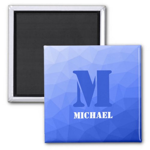 Dark blue geometric mesh pattern Monogram Magnet