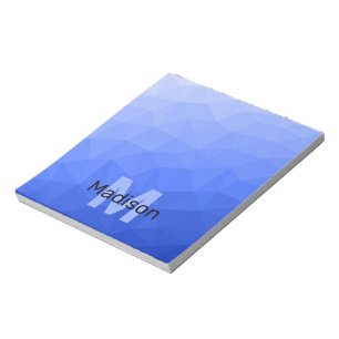 Dark blue geometric mesh pattern Monogram Notepad