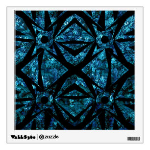 Dark Blue Geometric Night Botanical Forest Wall Decal