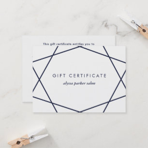 Dark Blue Geometric on White Gift Certificate
