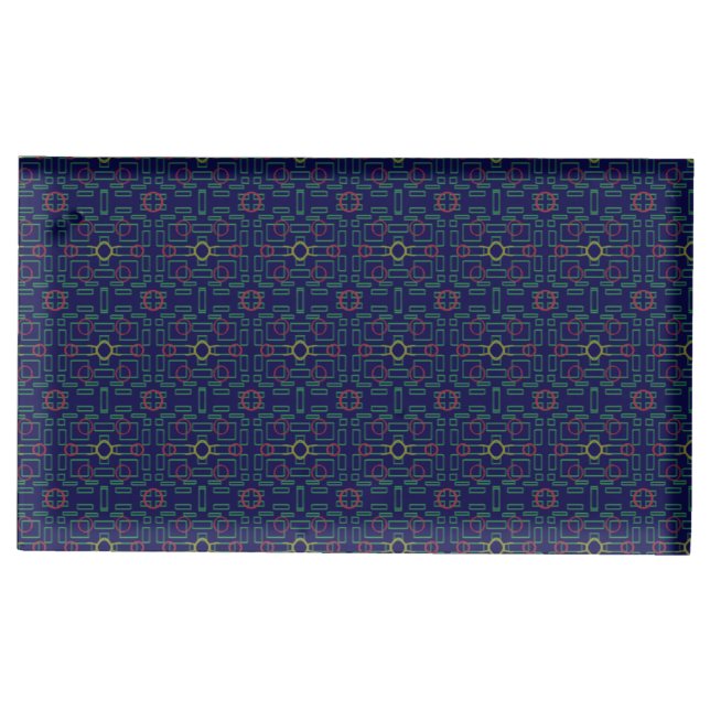 Dark Blue Geometric Table Card Holder (Front)