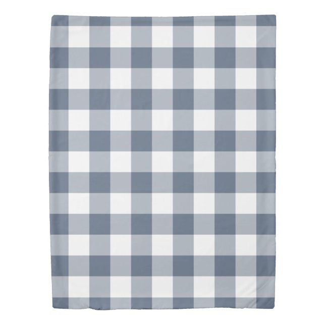 Dark Blue Gingham Pattern Duvet Cover (Front)