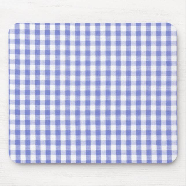 Dark blue gingham pattern mouse pad (Front)