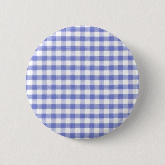 Dark blue gingham pattern pinback button (Front)