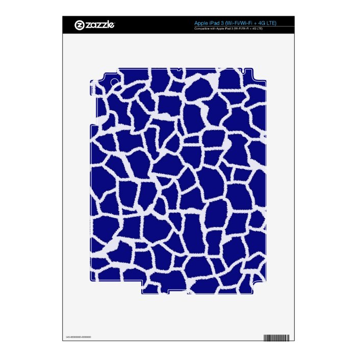 Dark Blue Giraffe Animal Print iPad 3 Decal