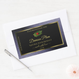 Dark Blue Glitter Black Gold Product Label Ladybug