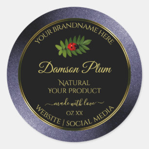 Dark Blue Glitter Black Gold Product Label Ladybug