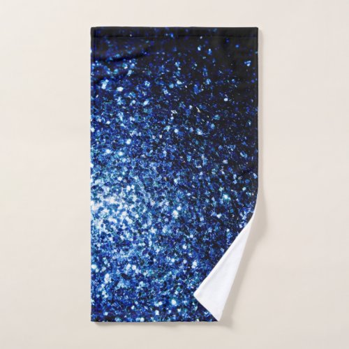 Dark Blue glitter sparkles Hand Towel