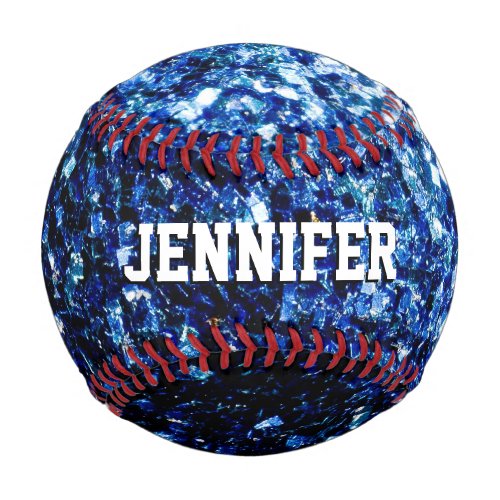 Dark blue glitter sparkles Your name Team Baseball