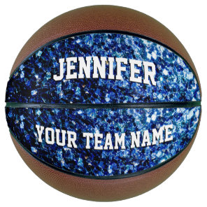 Dark blue glitter sparkles Your name Team Basketball