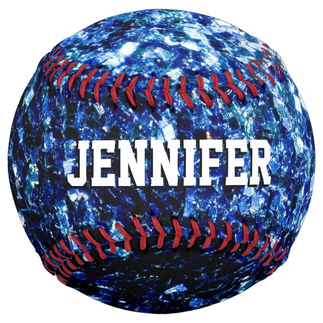 Dark blue glitter sparkles Your name Team Softball (Back)