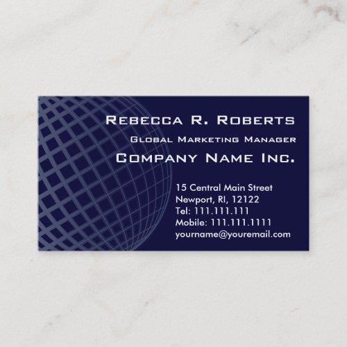 Dark Blue Globe International Marketing Corporate Business Card