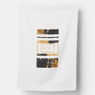 Dark Blue Gold Abstract Monogram House Flag
