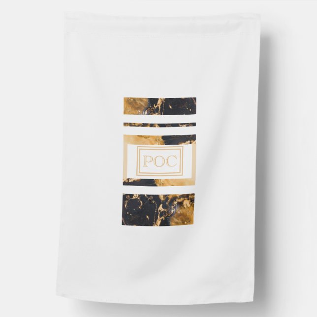 Dark Blue Gold Abstract Monogram House Flag (Front)