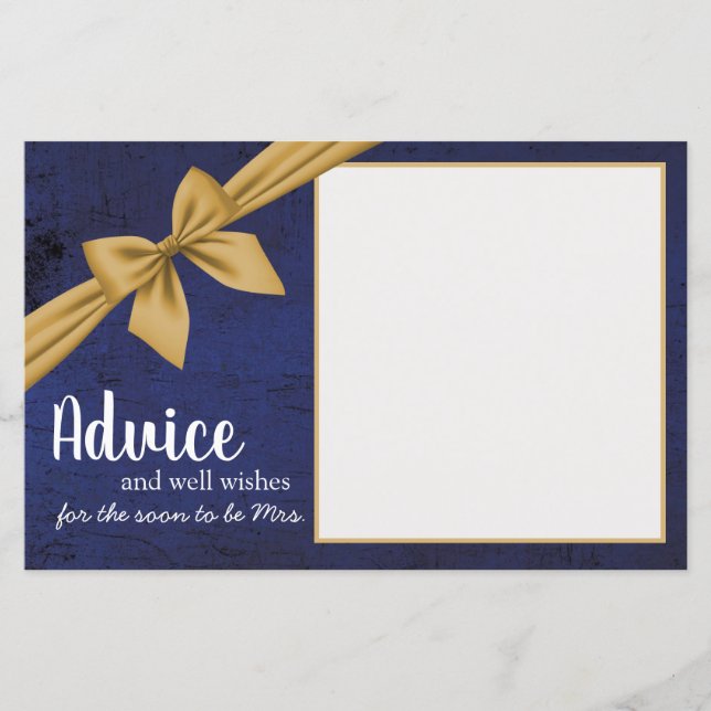Dark Blue Gold Bow Advice Card (Front)
