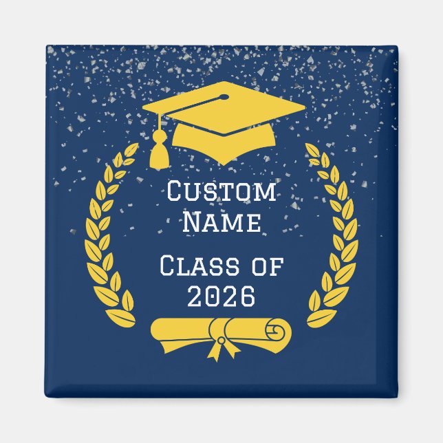 Dark Blue & Gold Class of 2026 Graduation Magnet (Front)