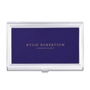 Dark Blue Gold Colors Professional Trendy Modern Business Card Case