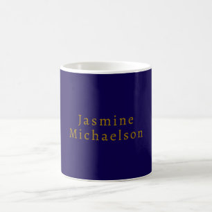 Dark Blue & Gold Cute Minimalist Own Name Coffee Mug