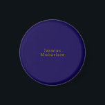 Dark Blue & Gold Cute Minimalist Own Name Magnet<br><div class="desc">You Can Easily Change the Fonts,  Background Image and Color,  Letter Characters.</div>