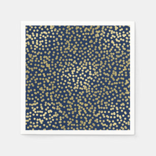Dark Blue & Gold Dots Confetti Elegant Glam Napkins