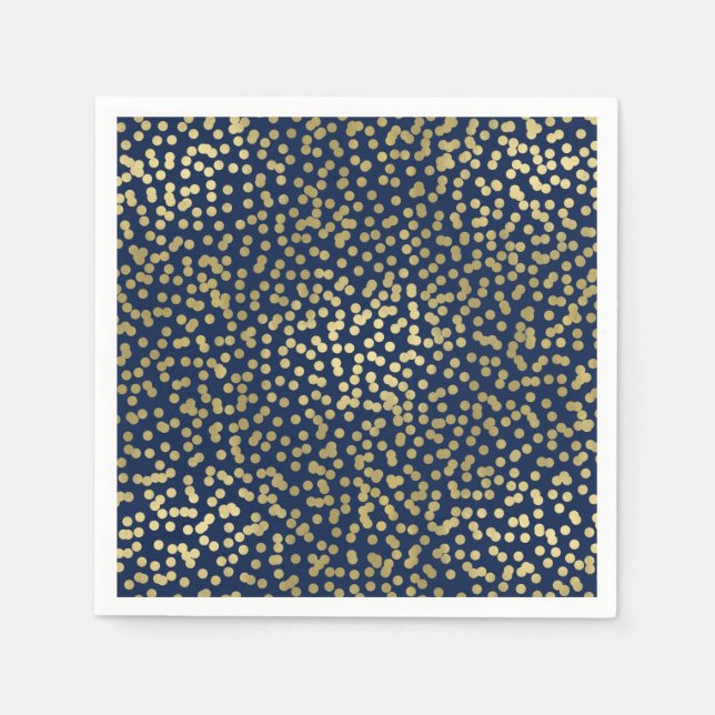 Dark Blue & Gold Dots Confetti Elegant Glam Napkins (Front)