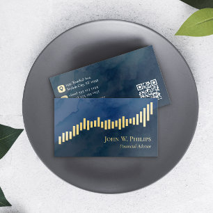 Dark Blue & Gold Elegant Financial Advisor Foil Business Cards