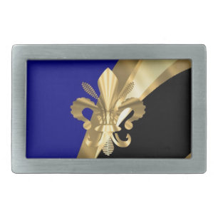 Dark blue & gold fleur de lys belt buckle