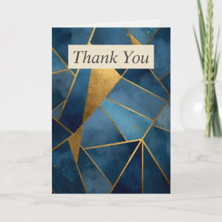 Dark Blue & Gold Geometric Thank You Card