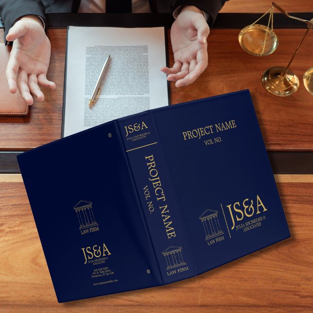Dark Blue Gold Justice Columns Law Firm 3 Ring Binder (Creator Uploaded)