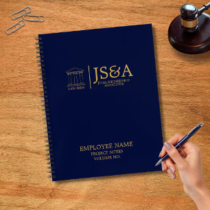 Dark Blue Gold Justice Columns Law Firm Notebook