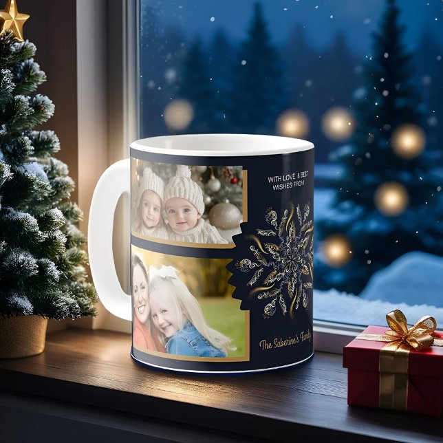 Dark Blue & Gold Midnight Sparkle Stars New Year  Coffee Mug (Creator Uploaded)