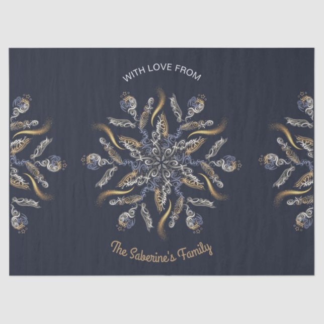 Dark Blue & Gold Midnight Sparkle Stars New Year  Tissue Paper (Front)