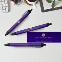Dark Blue & Gold Monogram Notary Business Promo