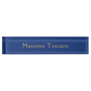 Dark Blue & Gold Professional Trendy Minimalist Desk Name Plate