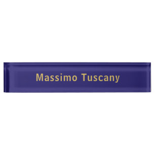 Dark Blue & Gold Professional Trendy Minimalist Desk Name Plate