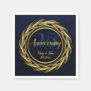 Dark Blue Gold Royal Anniversary Luxury design Napkins