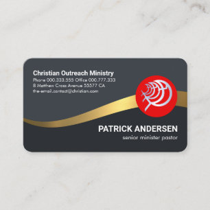 Dark Blue Gold Waves Pastor Business Card