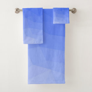 Dark blue gradient geometric mesh pattern bath towel set